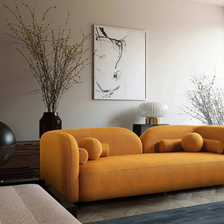 Donna Japandi Style Boucle Sofa Yellow