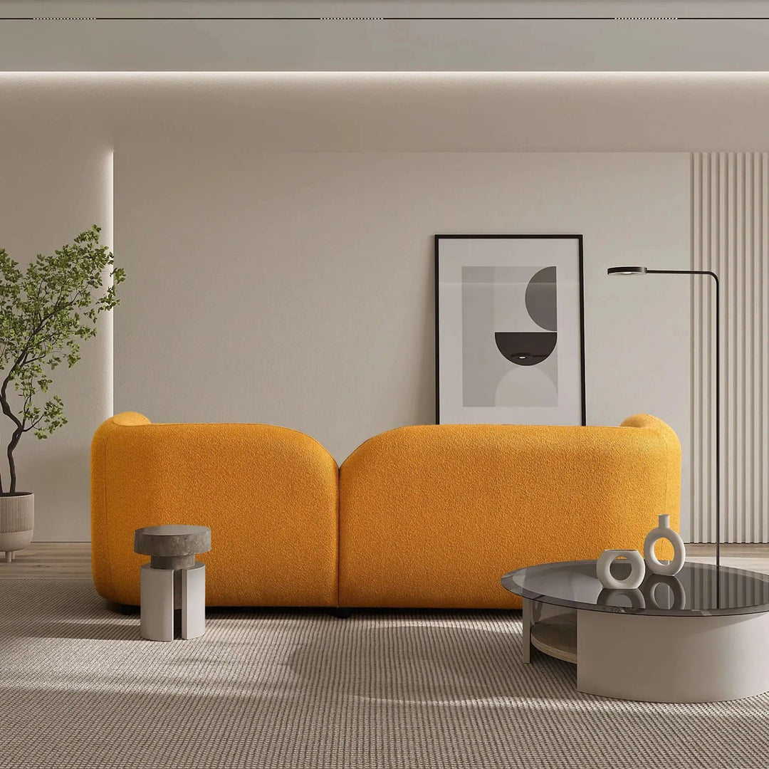 Donna Japandi Style Boucle Sofa Yellow