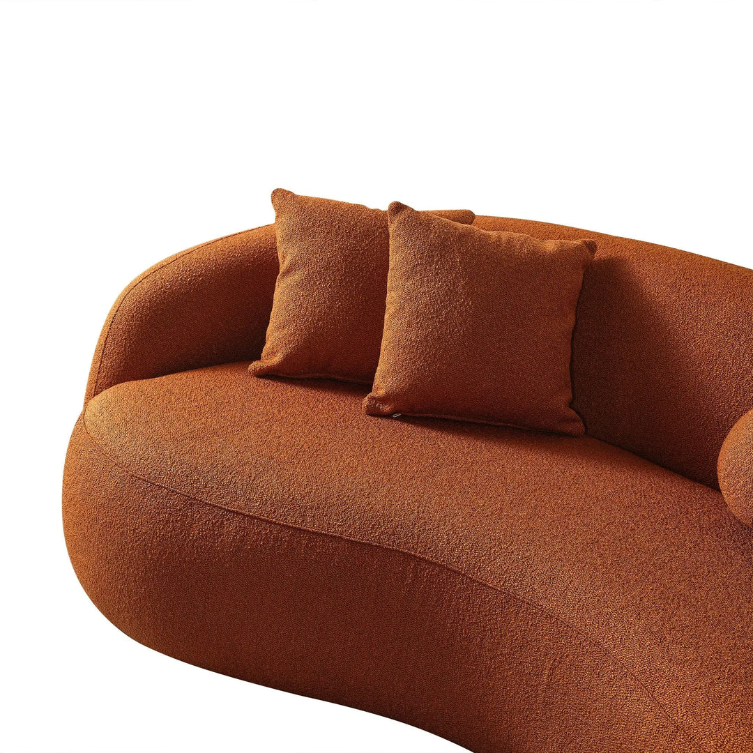 Drake Japandi Style Curvy Boucle Sofa Orange