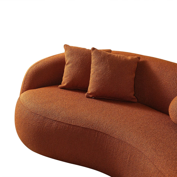 Drake Japandi Style Curvy Boucle Sofa Orange