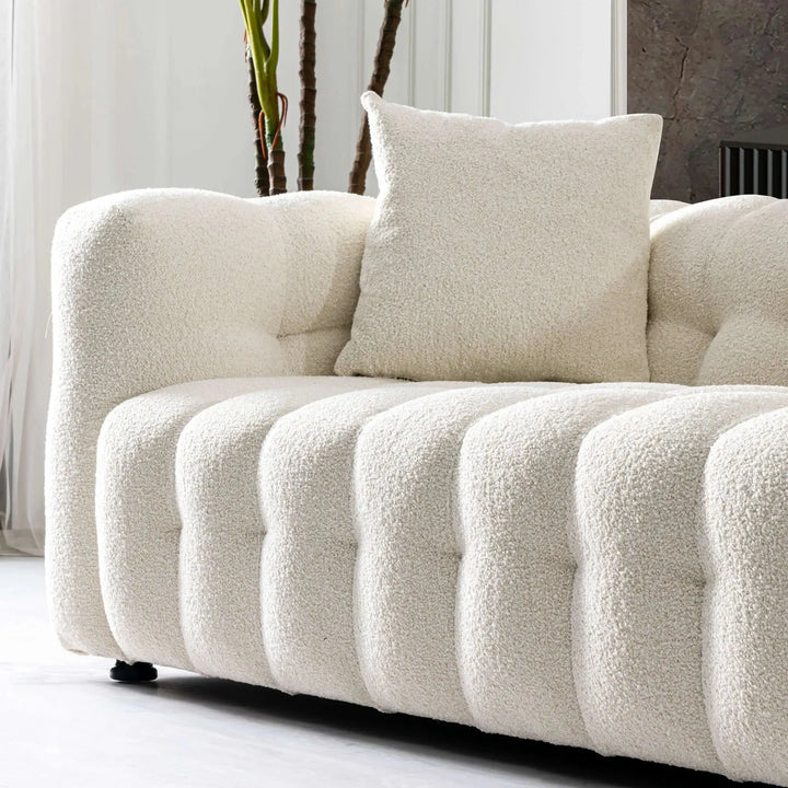 Eden Modern Tufted Chesterfield Boucle Fabric Sofa Cream