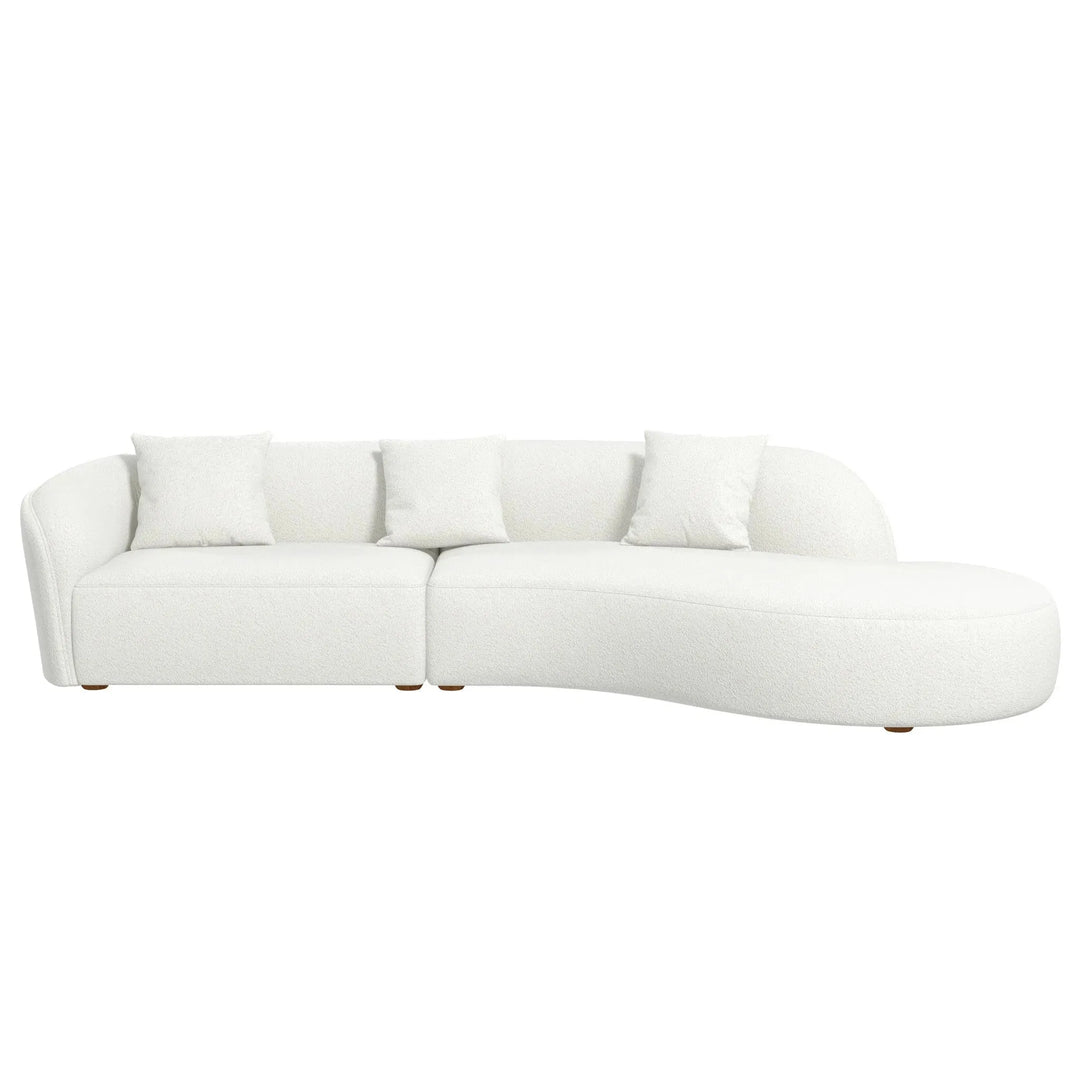Elijah Japandi Style Curvy Sectional Sofa 126" Ivory