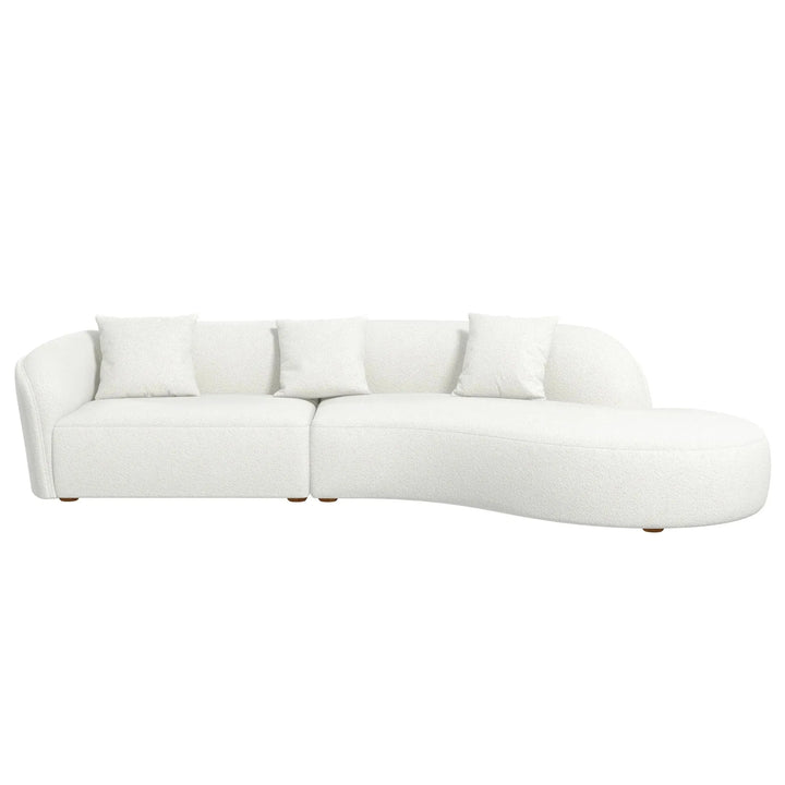 Elijah Japandi Style Curvy Sectional Sofa 126" Ivory