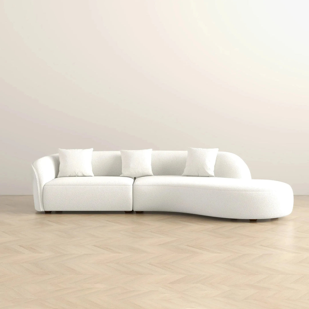 Elijah Japandi Style Curvy Sectional Sofa 126" Ivory