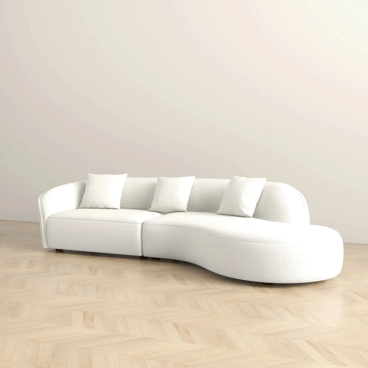 Elijah Japandi Style Curvy Sectional Sofa Ivory
