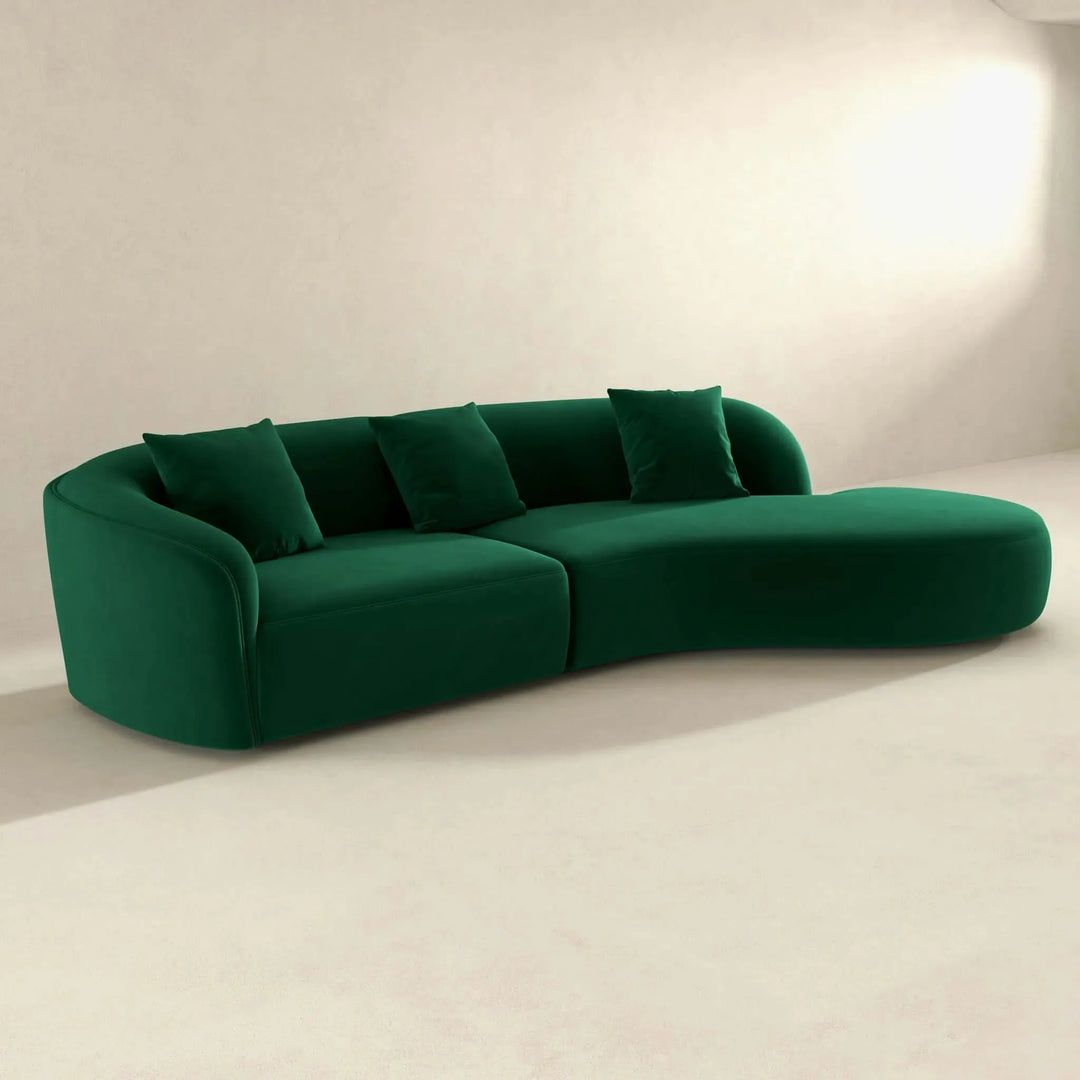 Elijah Japandi Style Curvy Sectional Sofa Green