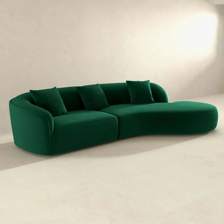 Elijah Japandi Style Curvy Sectional Sofa Green