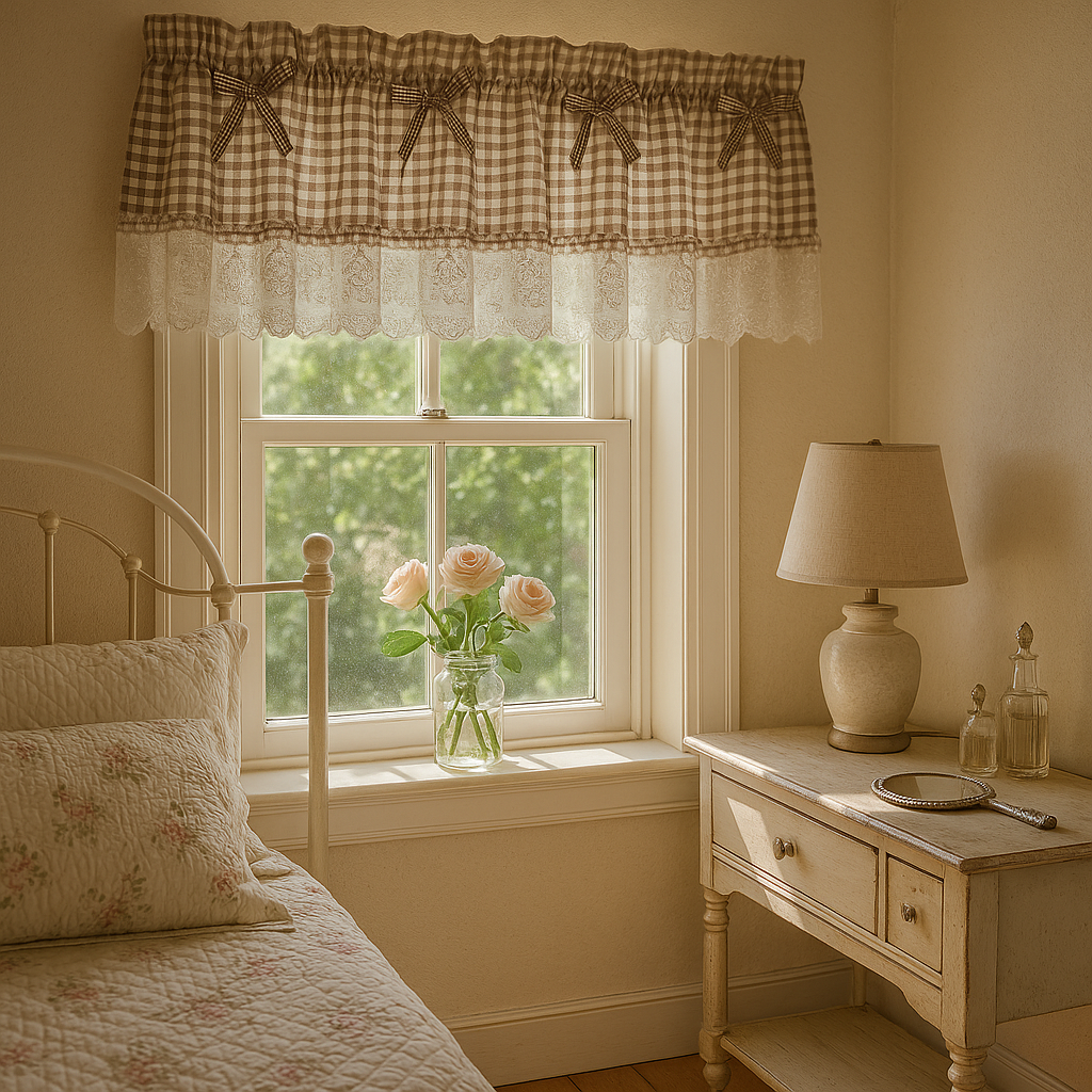 Grid Lace Half Curtain