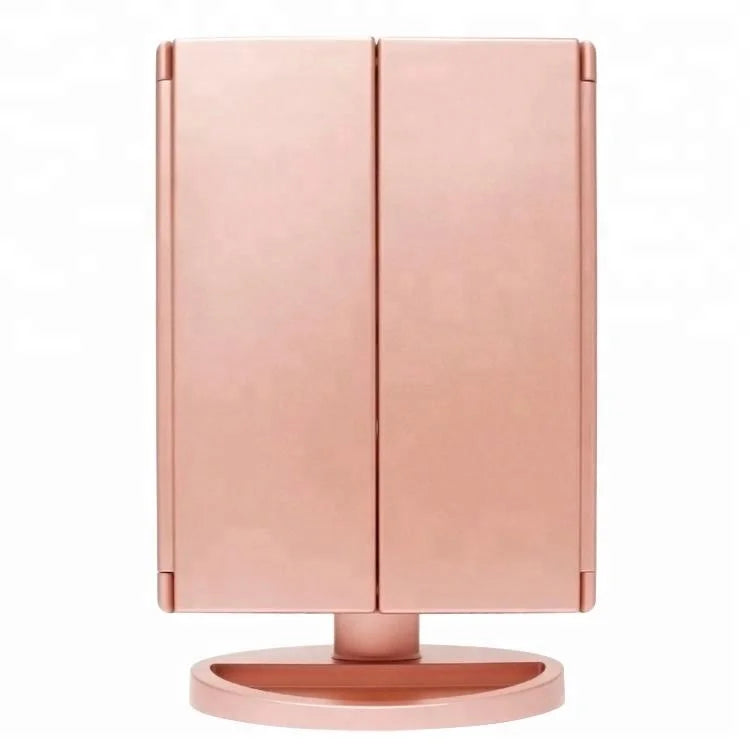 Touch Screen Trifold 22 LED Lighted Vanity Makeup Mirror with 1x/2x/3x Magnification USB Charging 180 Degree Adjustable Stand