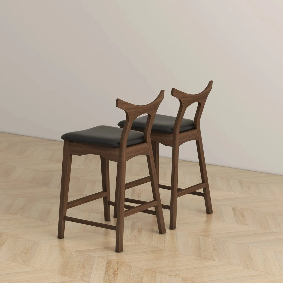 Hester Solid Wood Upholstered Square Bar Chair Black
