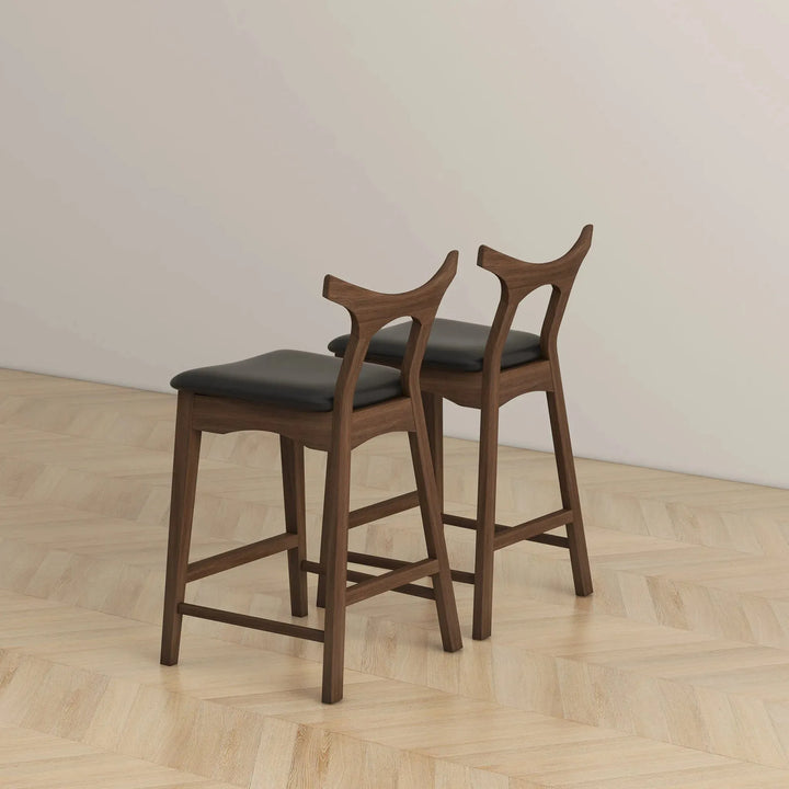 Hester Solid Wood Upholstered Square Bar Chair Black