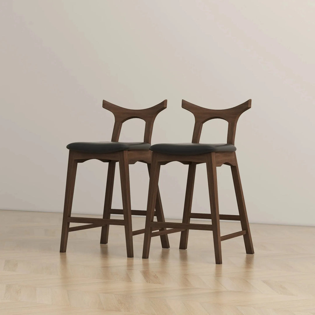 Hester Solid Wood Upholstered Square Bar Chair Black