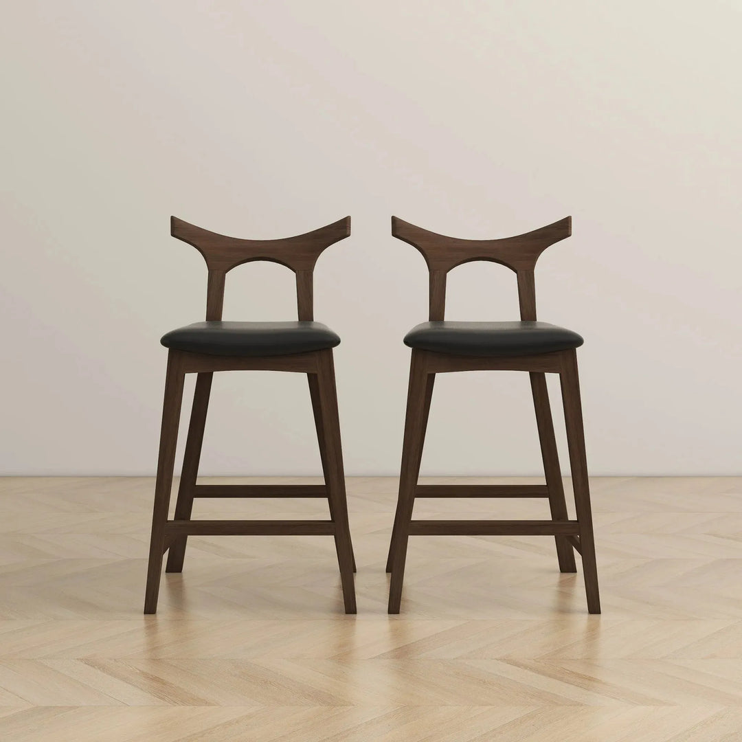 Hester Solid Wood Upholstered Square Bar Chair Black