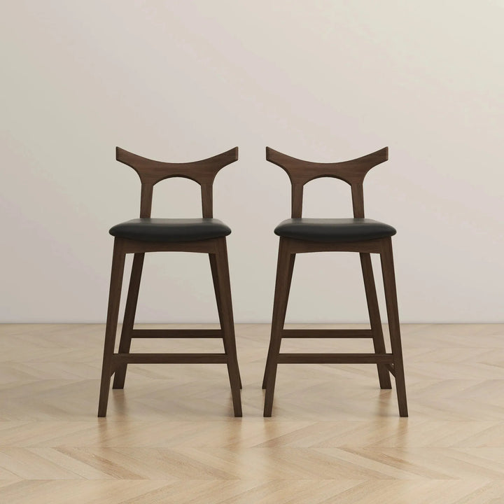 Hester Solid Wood Upholstered Square Bar Chair Black