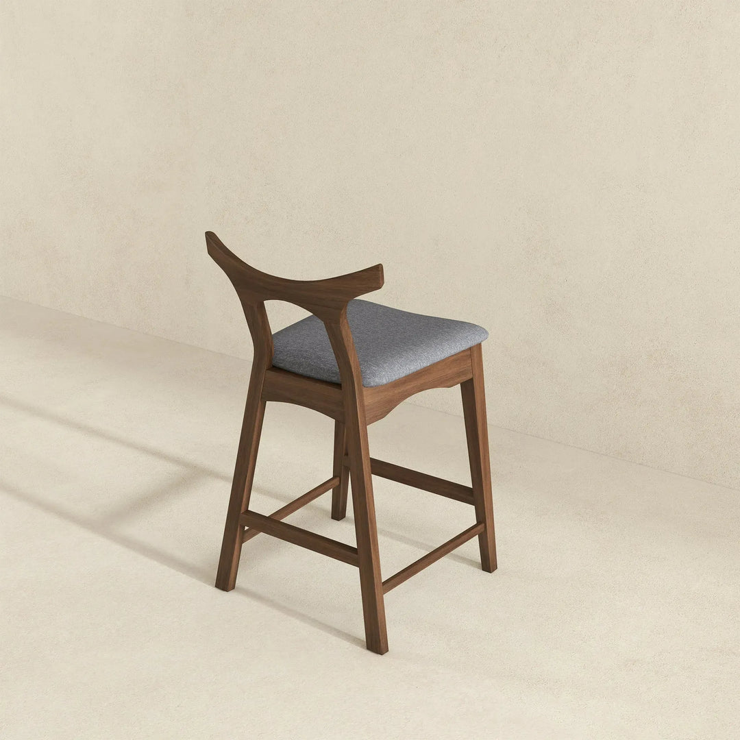 Hester Solid Wood Upholstered Square Bar Chair Grey