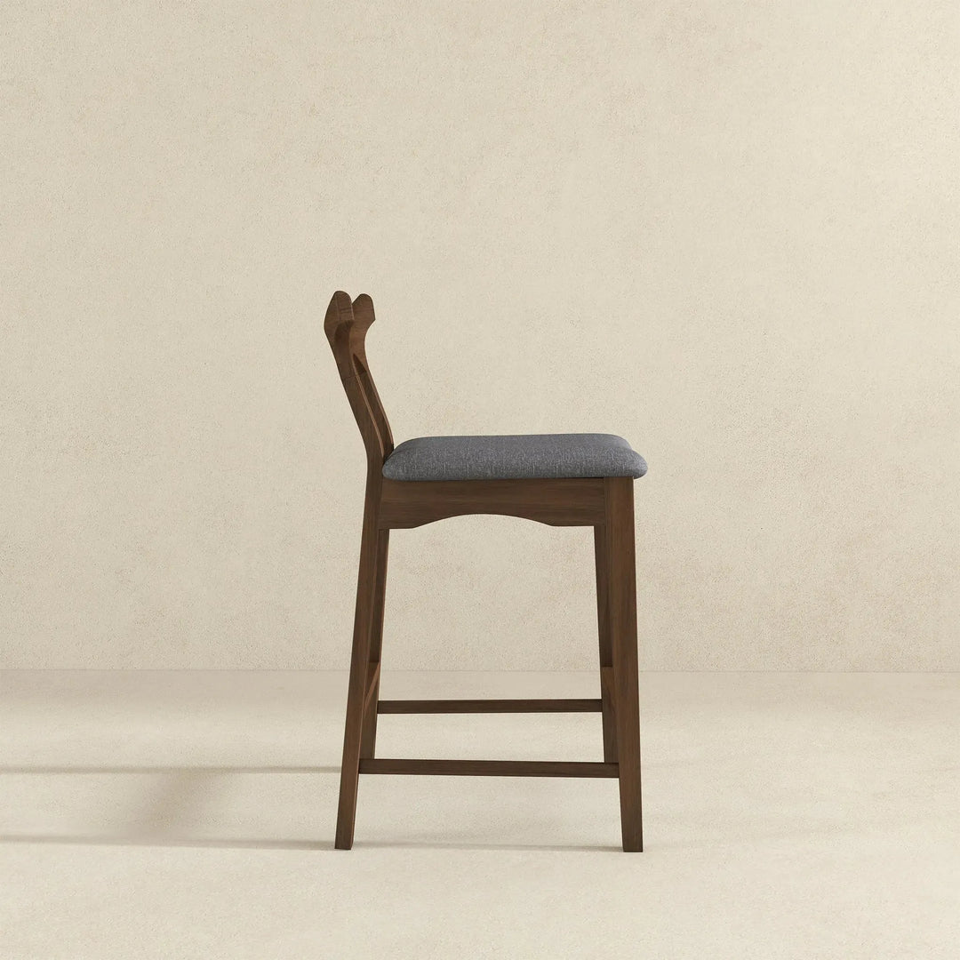 Hester Solid Wood Upholstered Square Bar Chair Grey