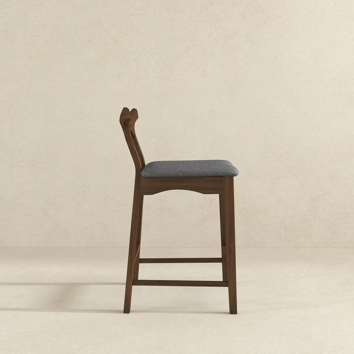 Hester Solid Wood Upholstered Square Bar Chair Grey