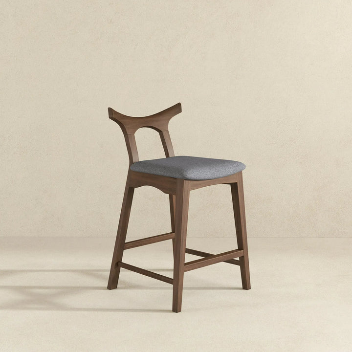 Hester Solid Wood Upholstered Square Bar Chair Grey