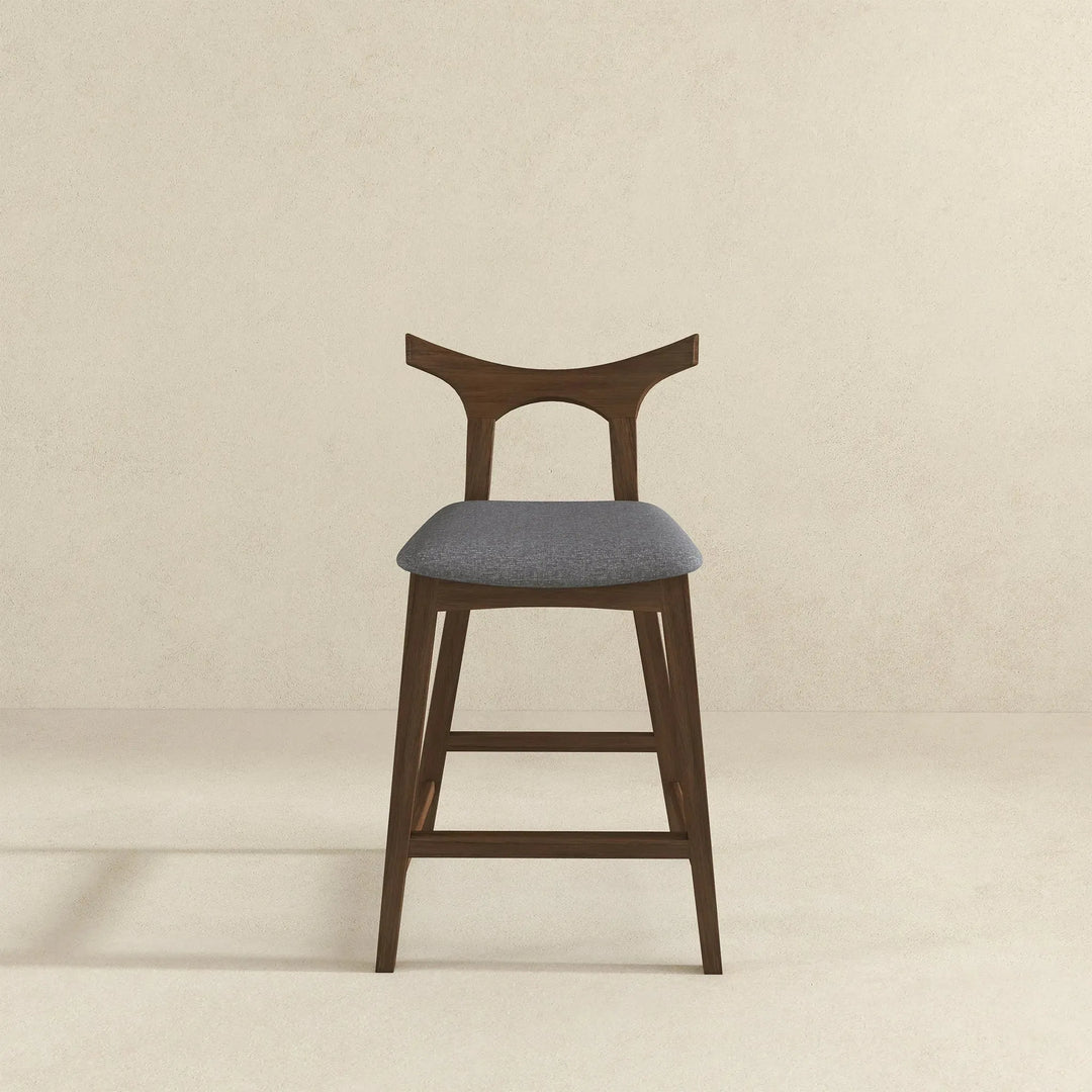 Hester Solid Wood Upholstered Square Bar Chair Grey