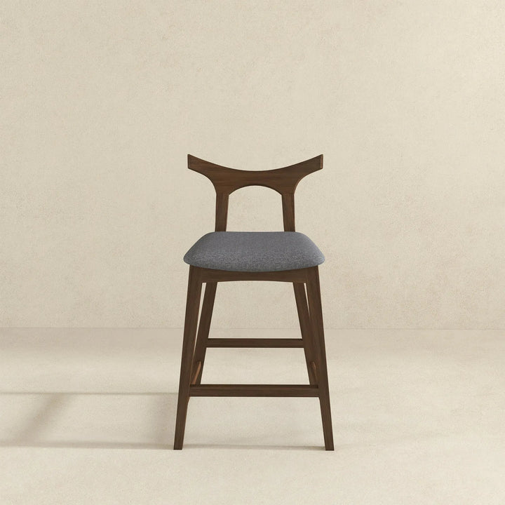 Hester Solid Wood Upholstered Square Bar Chair Grey