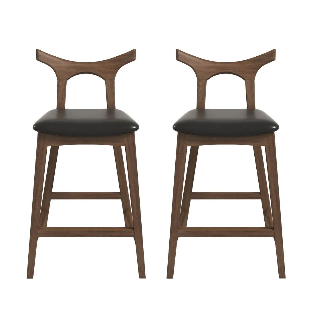 Hester Solid Wood Upholstered Square Bar Chair (Set Of 2) Black