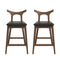 Hester Solid Wood Upholstered Square Bar Chair (Set Of 2) Black
