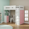 White And Pink Twin Loft Bed And Desk