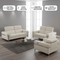 Three Piece Indoor Beige Italian Leather Six Person Seating Set