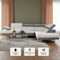 White Leather L Shaped Two Piece Corner Sectional