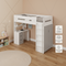 White And Gray Twin Loft Bed And Desk
