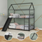 Twin Over Twin Metal Bunk Bed with Slide, House Bed Frame with Playful Design, Sturdy and Modern Structure, Black