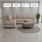 Tan Beige Blue Right Facing L-Shaped Sectional Sofa