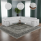 White Italian Leather Power Reclining L Shaped Five Piece Corner Sectional