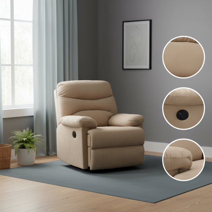 35" Beige Microfiber Recliner