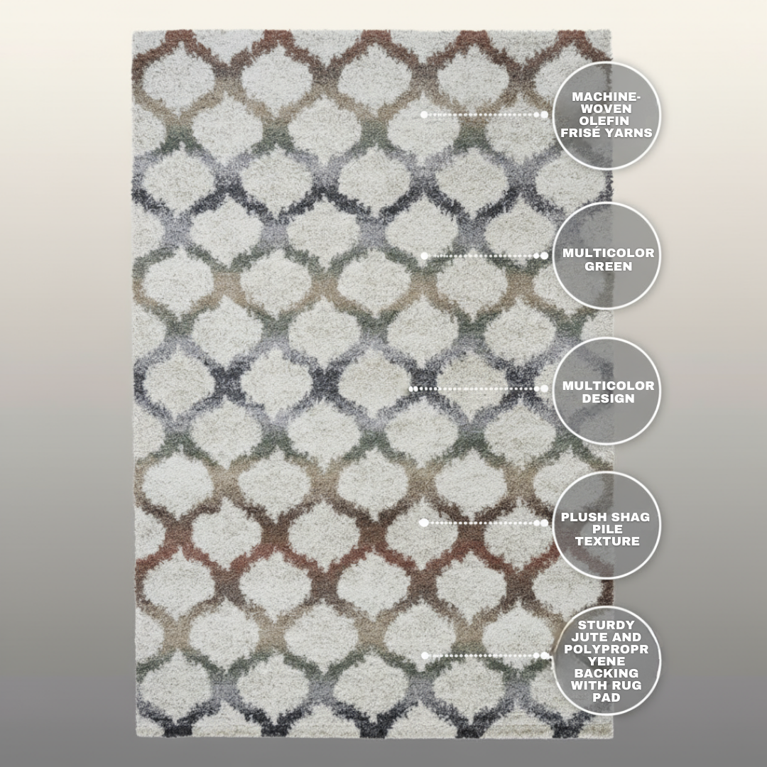 Granada Rayann Area Rug – Ivory, Rust, Beige, Green, Gray & Gold Accents for Elegant Interiors, Charcoal Finish | Polypropylene Decorative Rug | Trufairs