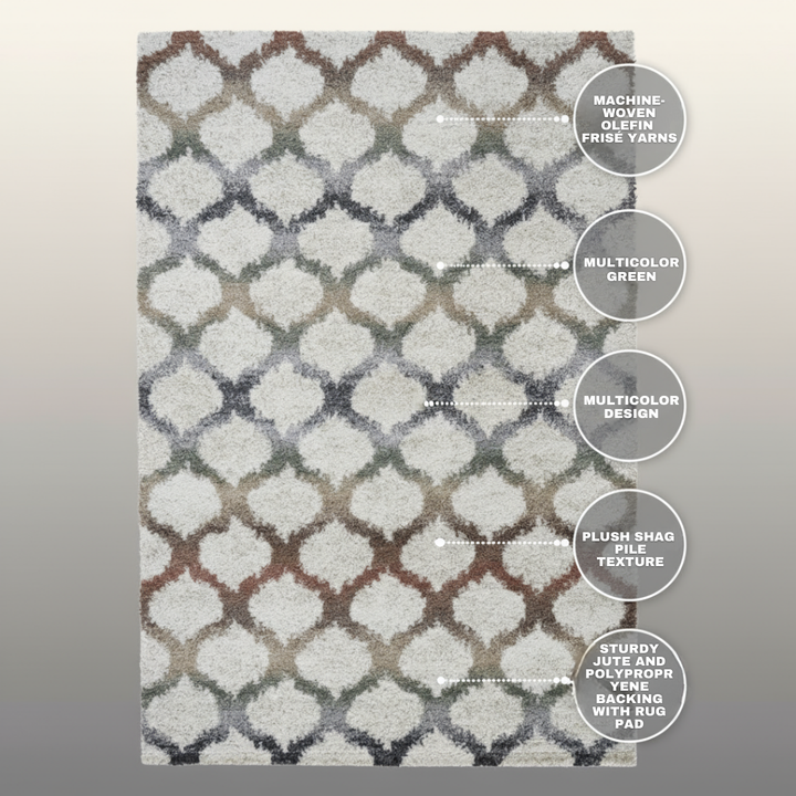 Granada Rayann Area Rug – Ivory, Rust, Beige, Green, Gray & Gold Accents for Elegant Interiors, Charcoal Finish | Polypropylene Decorative Rug | Trufairs