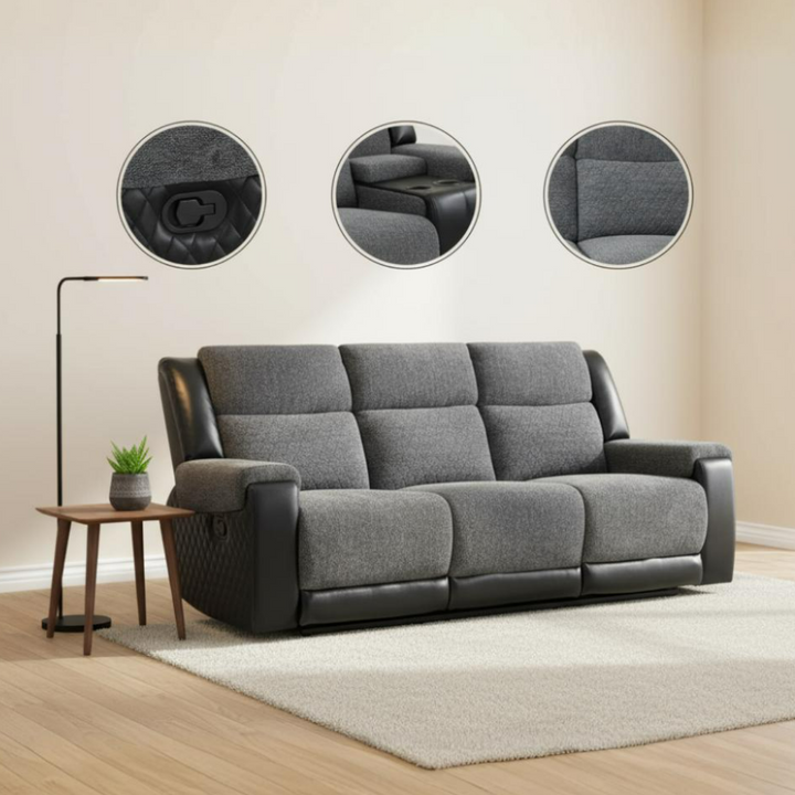 U5914 Grey/Black Recliners Sofa
