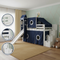 White And Gray Twin Loft Bed And Desk