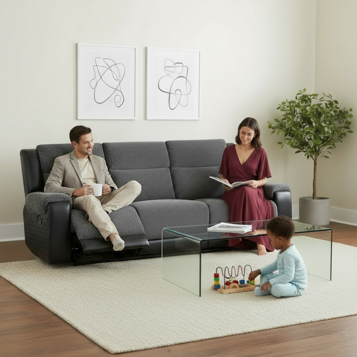 U5914 Grey/Black Recliners Sofa