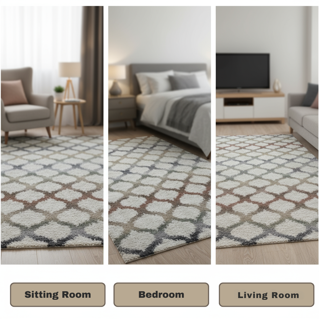 Granada Rayann Area Rug – Ivory, Rust, Beige, Green, Gray & Gold Accents for Elegant Interiors, Charcoal Finish | Polypropylene Decorative Rug | Trufairs