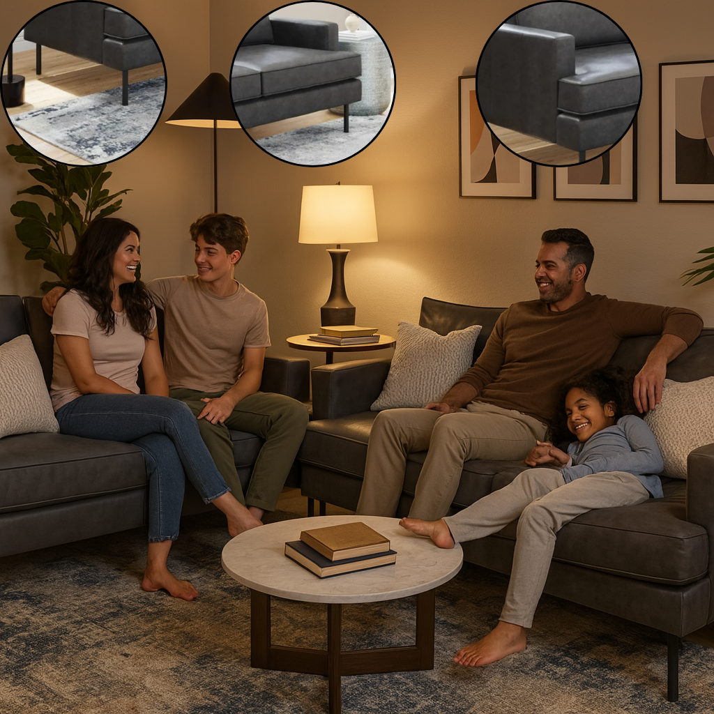 Vintage Gray Sofa – Durable Vinyl & Steel Frame | Modern Stylish Seating | Trufairs