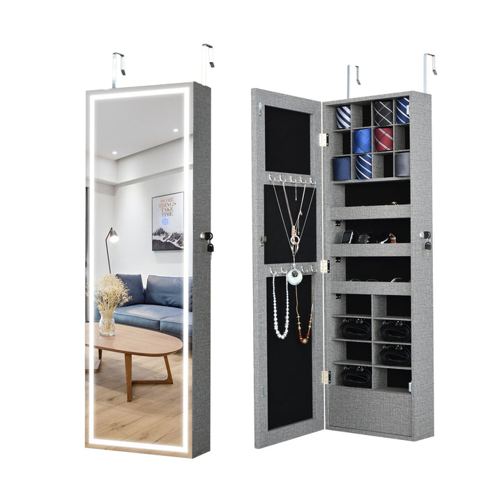 LED-Illuminated Mirror Jewelry Cabinet