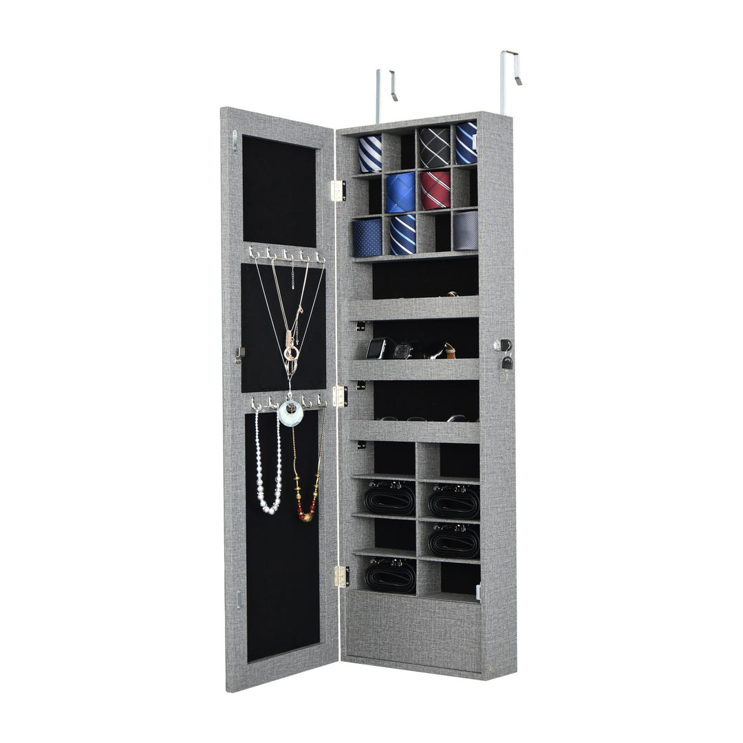 LED-Illuminated Mirror Jewelry Cabinet