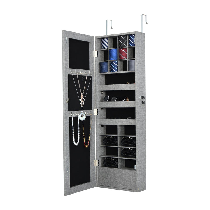 LED-Illuminated Mirror Jewelry Cabinet