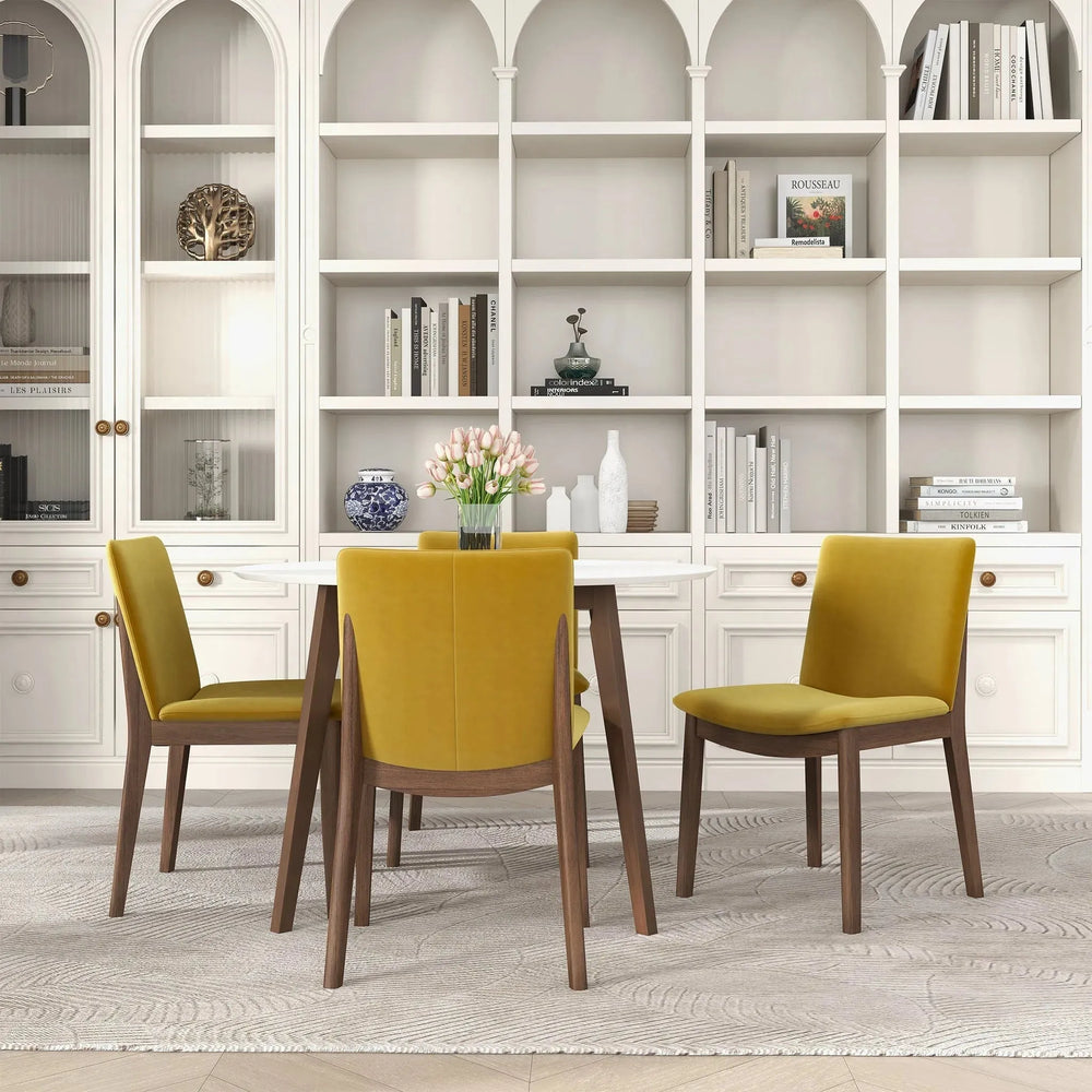 Laura Gold Velvet Solid Wood Dining Chair