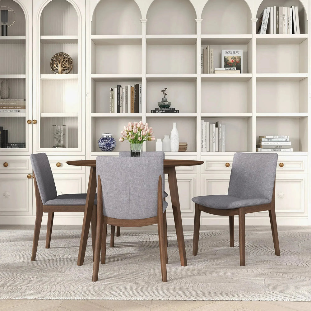 Laura Light Grey Linen Solid Wood Dining Chair