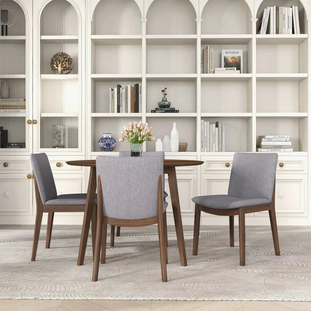 Laura Light Grey Linen Solid Wood Dining Chair