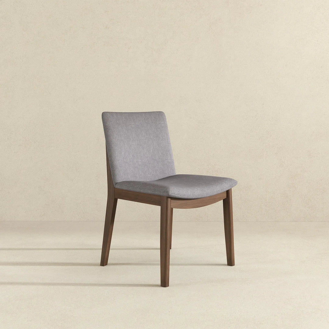 Laura Light Grey Linen Solid Wood Dining Chair