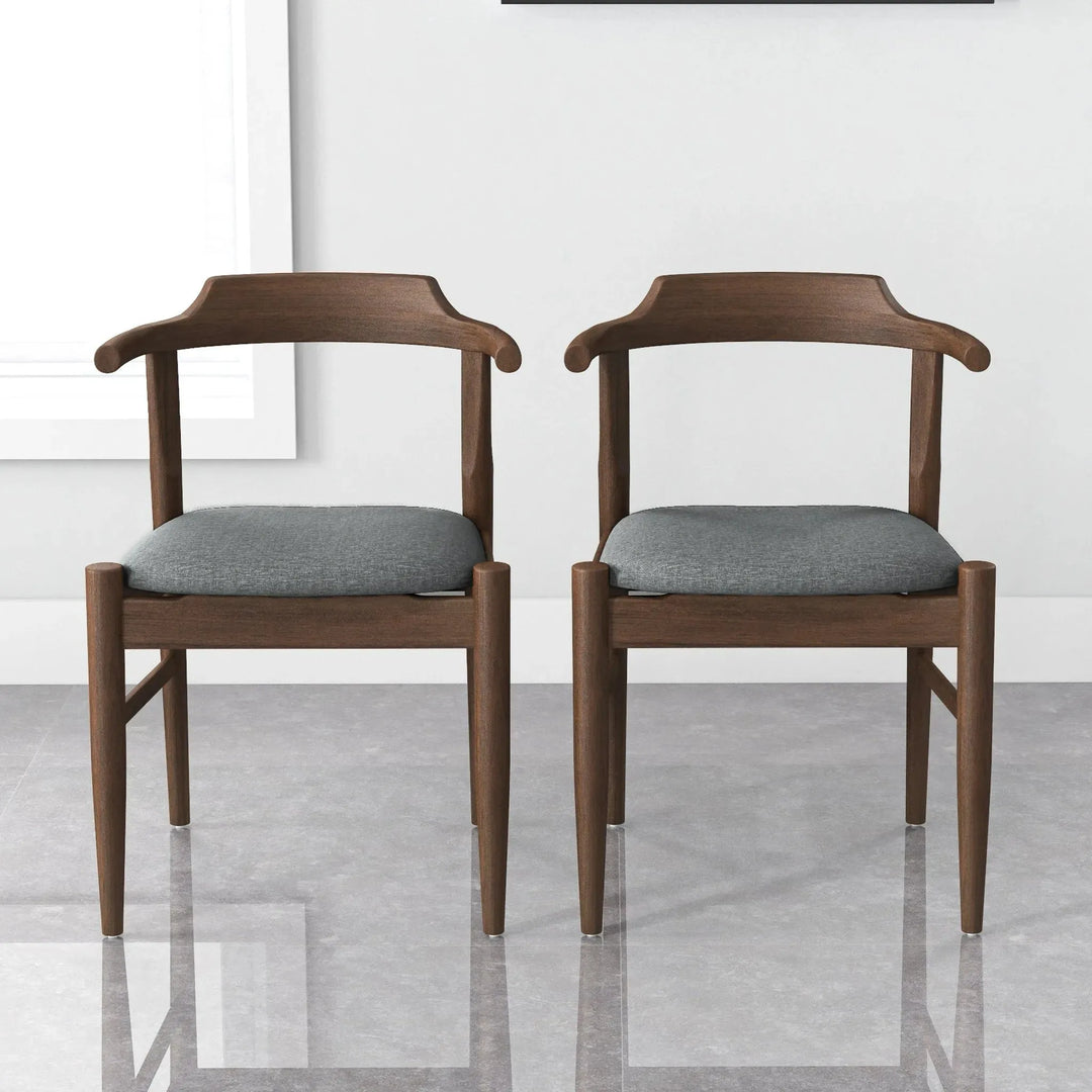 Leon Mid-Century Modern Grey Fabric Dining Chair