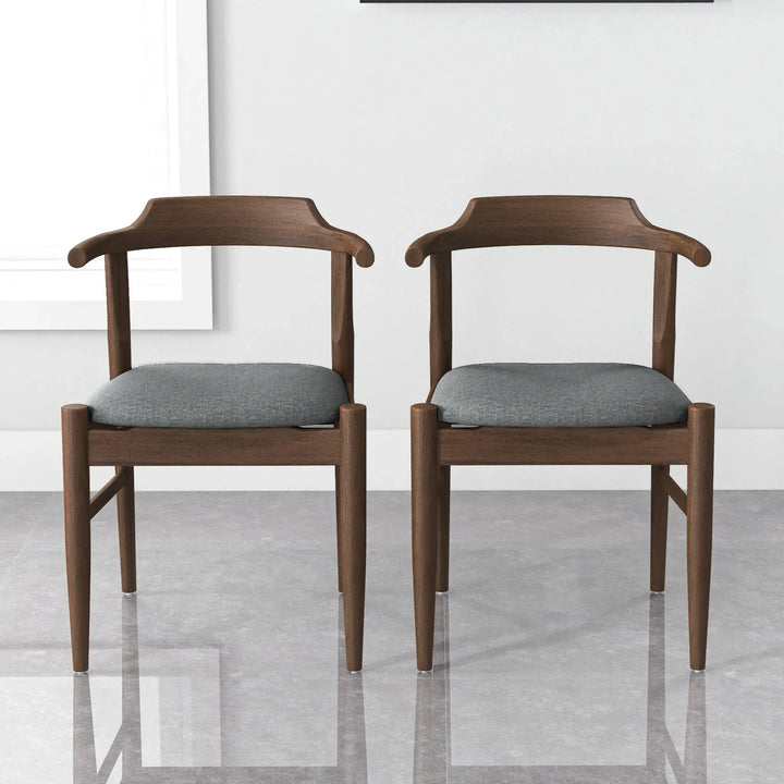 Leon Mid-Century Modern Grey Fabric Dining Chair